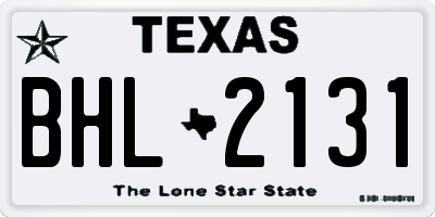 TX license plate BHL2131