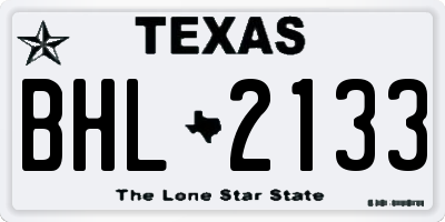 TX license plate BHL2133