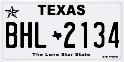 TX license plate BHL2134