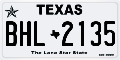 TX license plate BHL2135