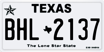 TX license plate BHL2137