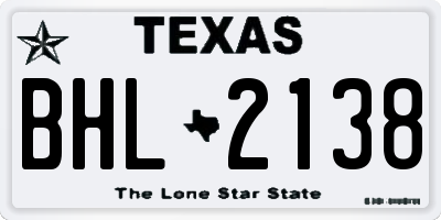 TX license plate BHL2138