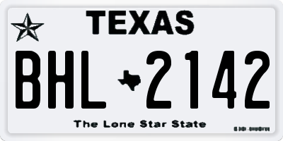 TX license plate BHL2142