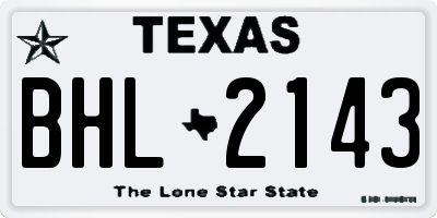 TX license plate BHL2143
