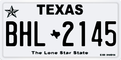 TX license plate BHL2145