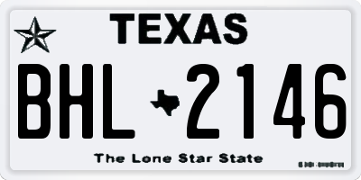 TX license plate BHL2146