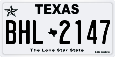 TX license plate BHL2147