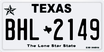 TX license plate BHL2149
