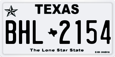TX license plate BHL2154