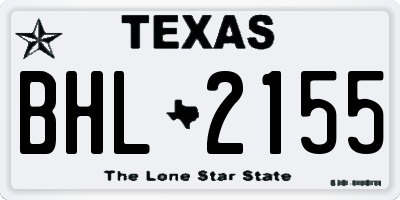 TX license plate BHL2155