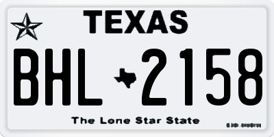 TX license plate BHL2158