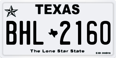 TX license plate BHL2160