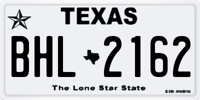 TX license plate BHL2162