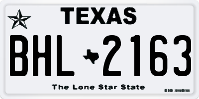 TX license plate BHL2163