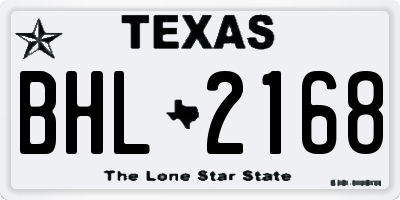 TX license plate BHL2168