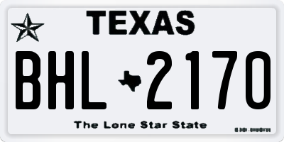 TX license plate BHL2170