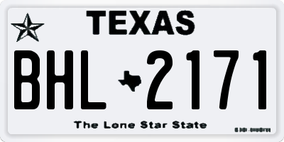 TX license plate BHL2171
