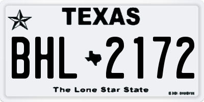 TX license plate BHL2172