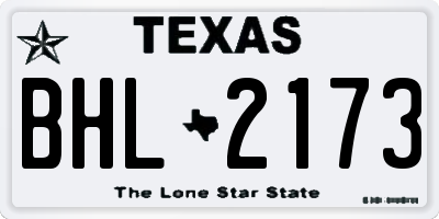 TX license plate BHL2173