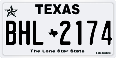 TX license plate BHL2174