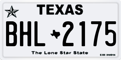 TX license plate BHL2175