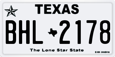 TX license plate BHL2178