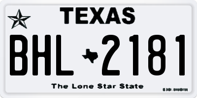 TX license plate BHL2181