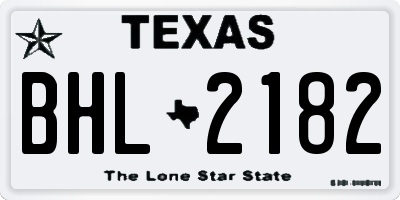 TX license plate BHL2182