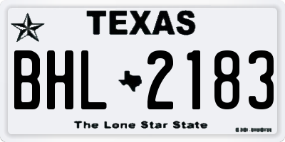 TX license plate BHL2183
