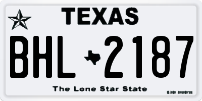 TX license plate BHL2187