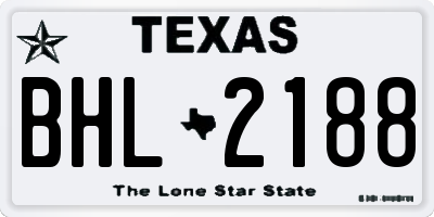 TX license plate BHL2188