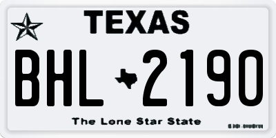 TX license plate BHL2190