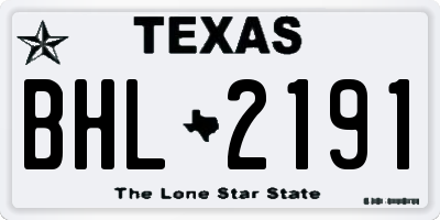 TX license plate BHL2191