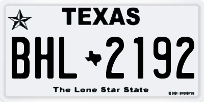 TX license plate BHL2192