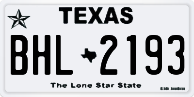 TX license plate BHL2193
