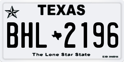 TX license plate BHL2196