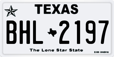 TX license plate BHL2197
