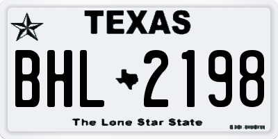 TX license plate BHL2198
