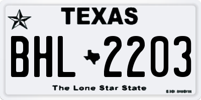 TX license plate BHL2203
