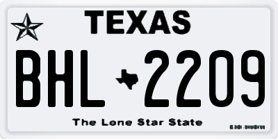 TX license plate BHL2209