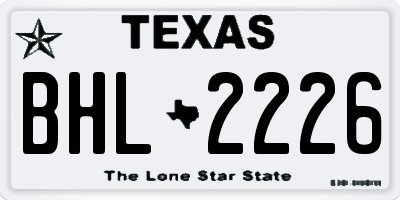 TX license plate BHL2226