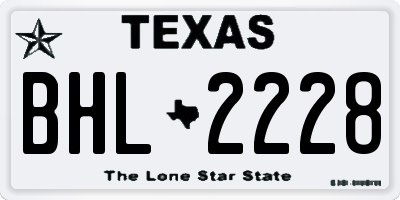 TX license plate BHL2228