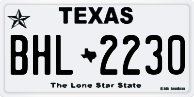 TX license plate BHL2230