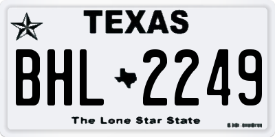 TX license plate BHL2249