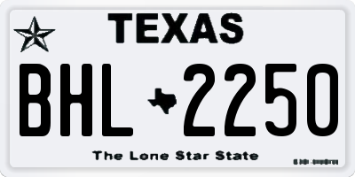 TX license plate BHL2250
