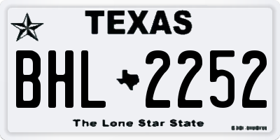 TX license plate BHL2252