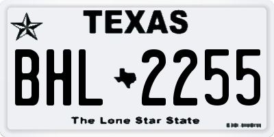 TX license plate BHL2255