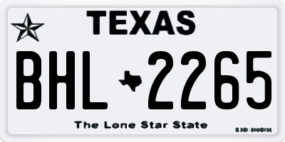 TX license plate BHL2265