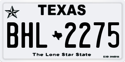 TX license plate BHL2275