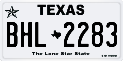 TX license plate BHL2283